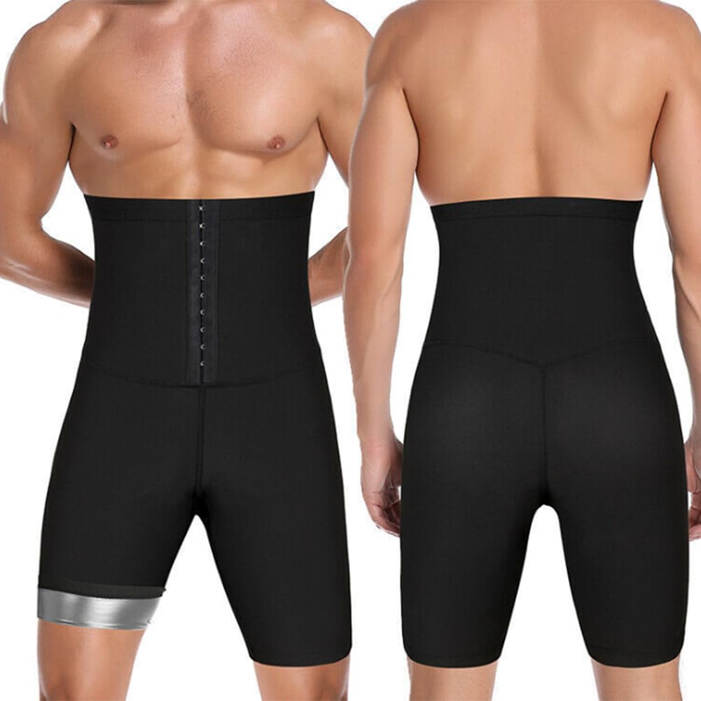 Hombre Pantalones Sauna Corto de Sudoración Cintura Alta Deporte Fajas Reductoras Leggins Reductores Cortas Fuerte Compresión Térmica