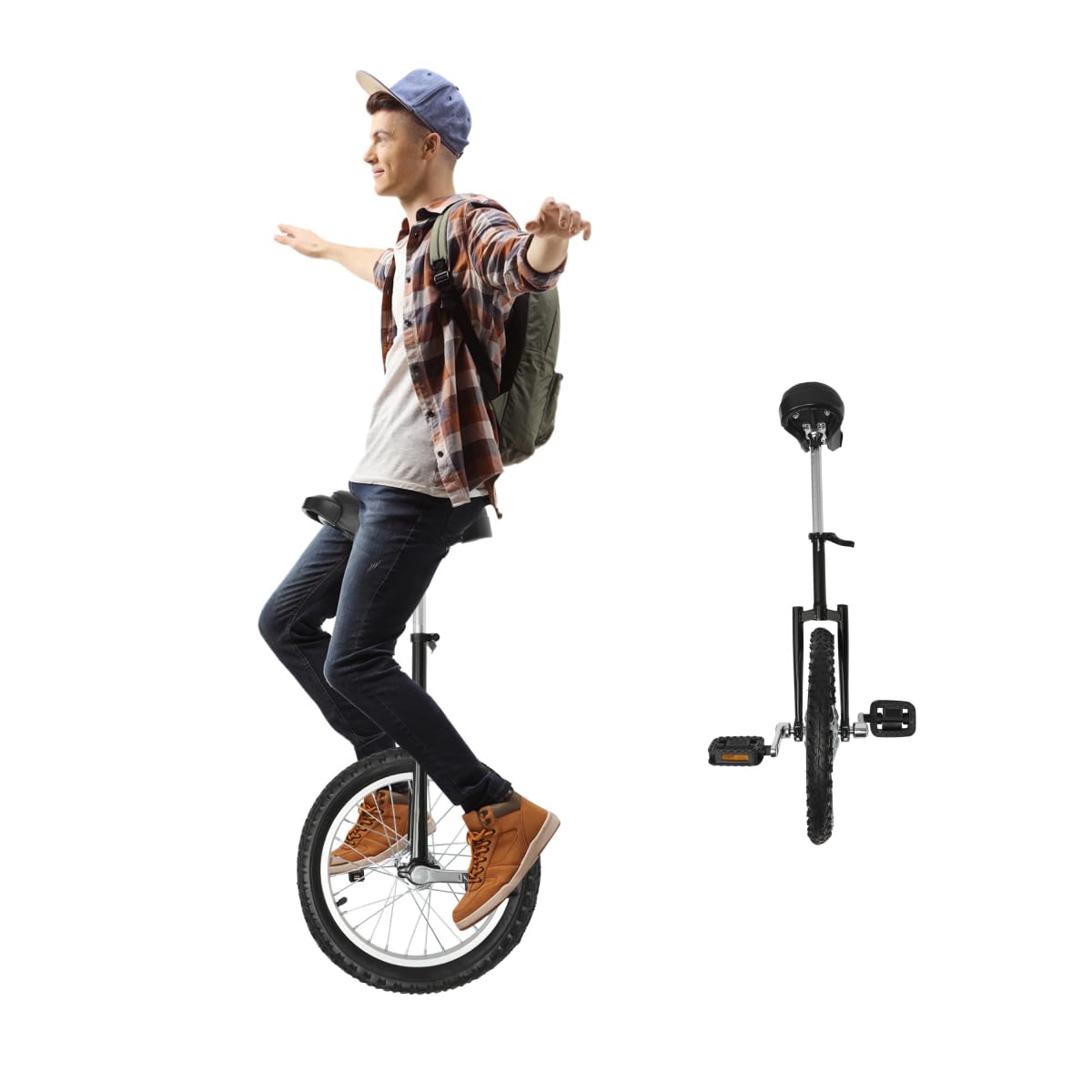 JAYGOVAN 24 Inch Wheel Unicycle Wheel Outdoor Unicycle with Adjustable Seat Exercise Bicycle Unicycle Maximum Weight 80KG/176LBS Outdoor Sports Fun Bike for Office Workers Cycling Enthusiasts (Black)