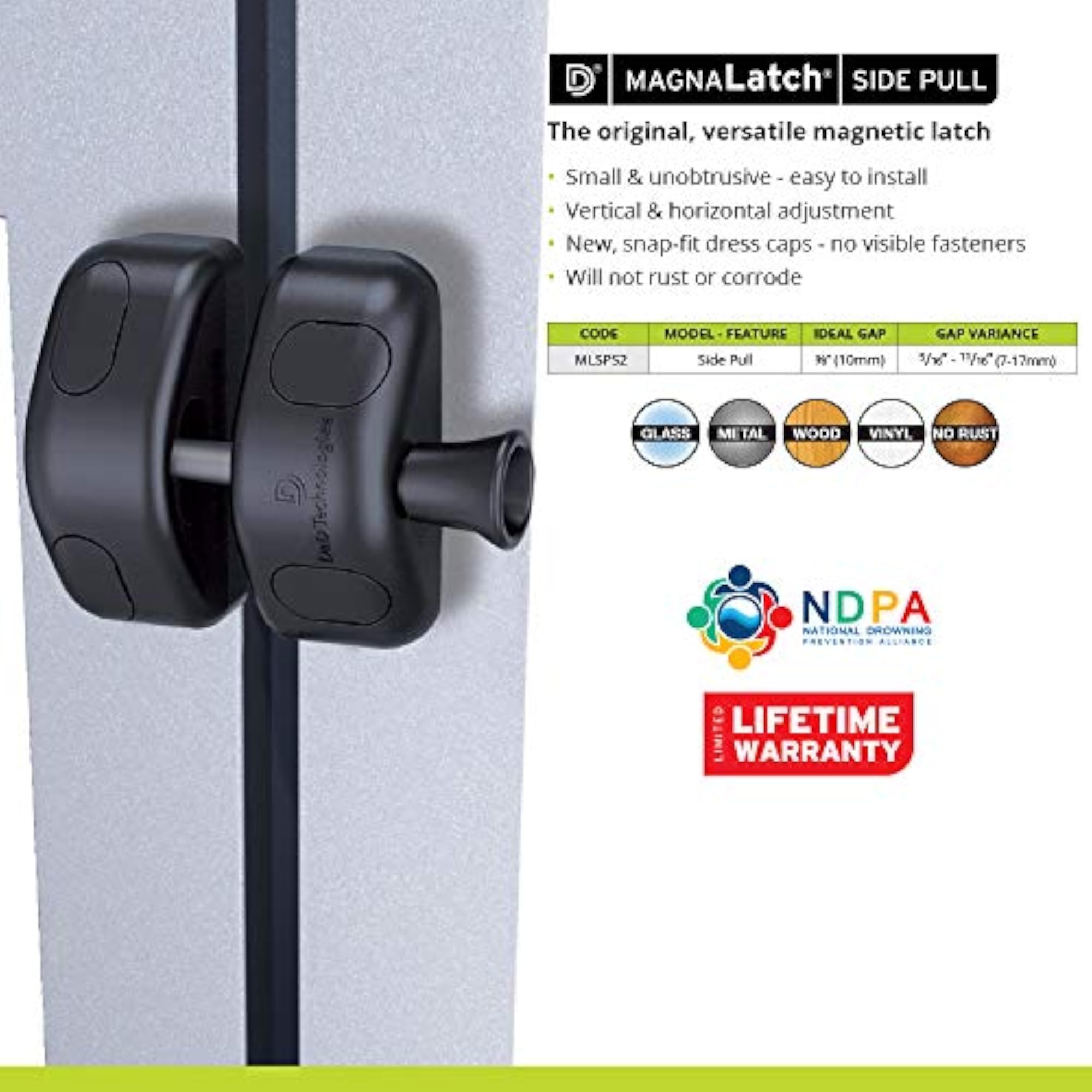 MagnaLatch Side Pull Magnetic Gate Latch, General Purpose