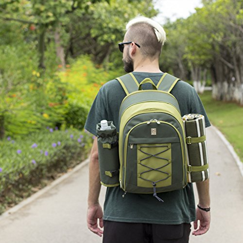 image for ALLCAMP OUTDOOR GEAR 2 Person Blue Picnic Backpack Hamper with Cooler 