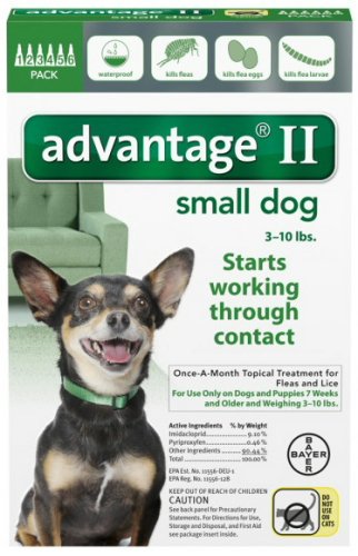 ADVANTAGE II Dog Flea Control 0-10 lbs Green 6 Month ADVANTAGE II Dog Flea Control 0-10 lbs Green 6 Month