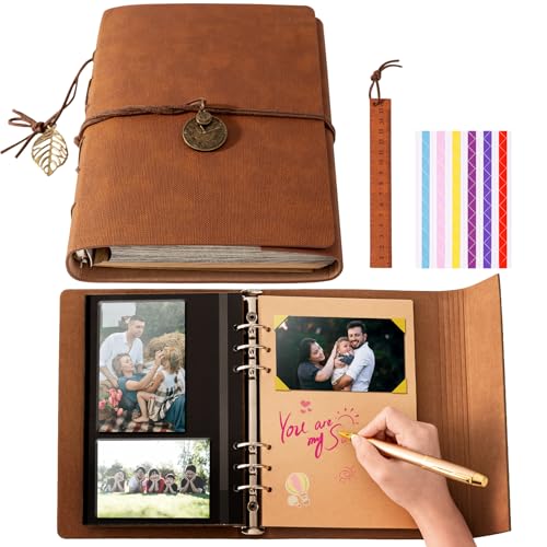 Travel Scrapbook Album Waterproof Photo Album with Writing Space 64 Pages Self Adhesive...