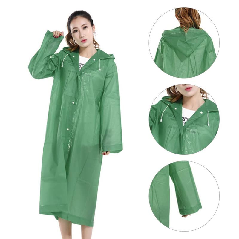 Image of AUGEN By Visions India Women EVA Waterproof Transparent Rain Coat Hooded Outdoor Water Resistant Portable Raincoat Suit for Unisex EVA Rain Coat (Free Size)