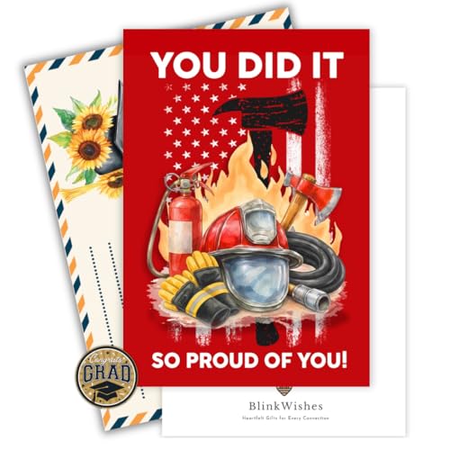 BlinkWishes Firefighter Graduation Card, Congratulations Fire Academy Graduation Card,...