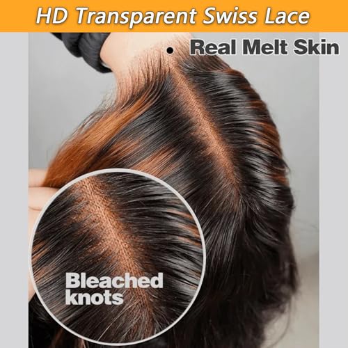 Image of MUZOJET 1B /30 Highlight Ombre Balayage 13x6 Lace Front Wigs Human Hair Black and Blonde FB30 HD Transparent Lace Front Wig Human Hair Pre Plucked with Baby Hair for Black Women 180% Density 30 Inch