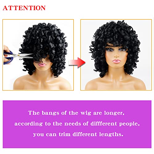 image for andromeda Pink Curly Wigs for Black Women Short Kinky Curly Wig with B