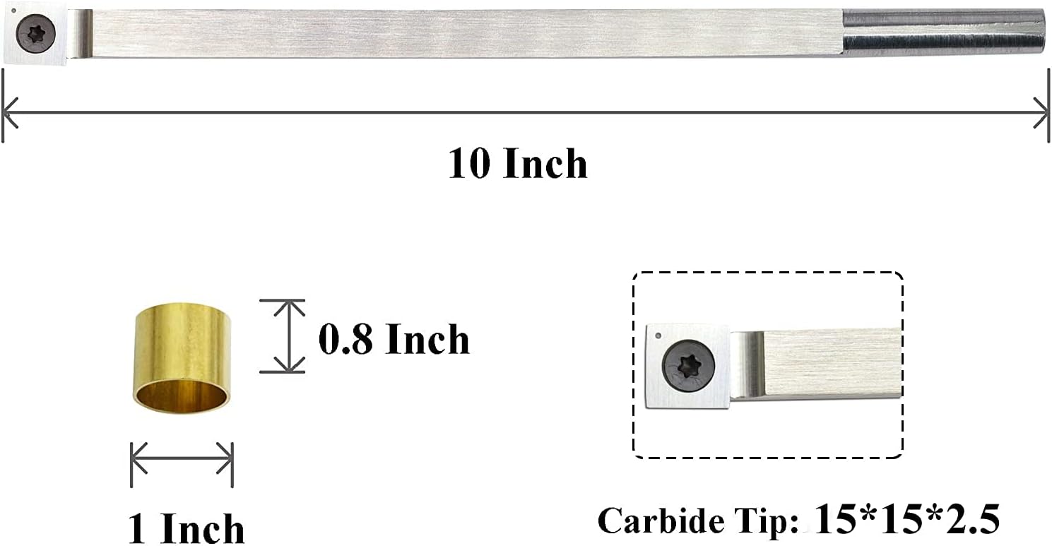 Carbide Tipped Woodturning Tool S15 Carbide Wood Lathe Tool Rougher Made of Stainless Steel with 15 mm Square Carbide Cutter with R150 Face Radius and T20 star tip wrenches