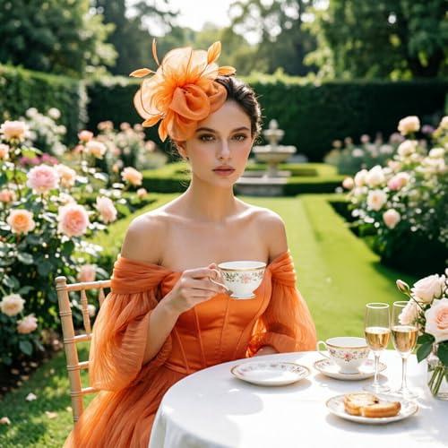 Image of DRESHOW Fascinators Hat Tea Party Headwear Ribbons Feathers on a Headband and a Clip for Women