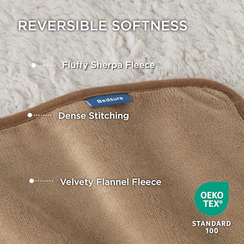 Image of Bedsure Waterproof Dog Blankets for Large Dogs - Large Cat Blanket Washable for Couch Protection, Sherpa Fleece Puppy Blanket, Soft Plush Reversible Throw Furniture Protector, 40 inchX50 inch, Camel
