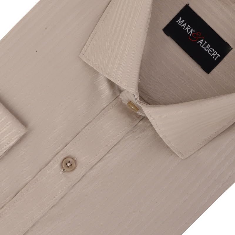 Image of MARK & ALBERT Men's Striped Full Sleeves Cotton Formal Shirt White | Stylish Shirt for Men