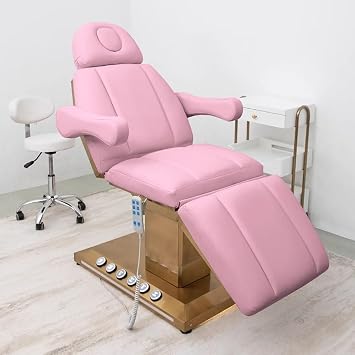 Full Electric Spa Facial Beauty Bed,Massage Tattoo Aesthetic Chair with Hand/Foot Control,Professional Beauty Spa Chair for Lash Extensions,Height Adjustment,Pink