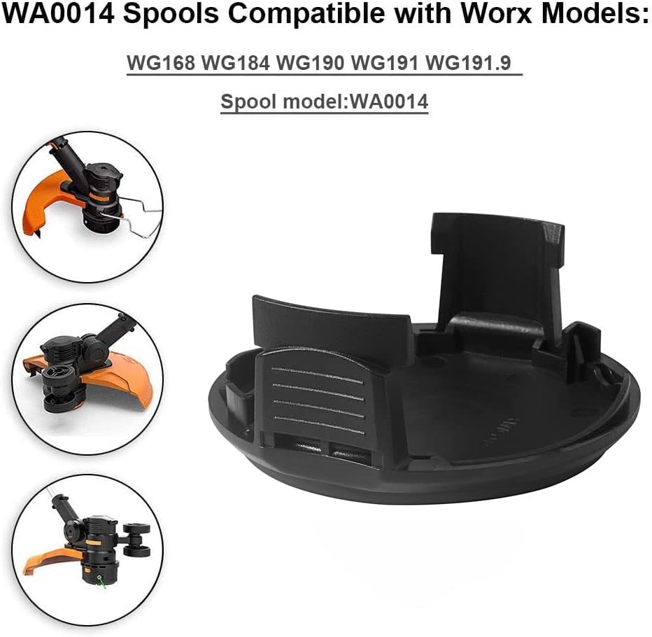 THTEN WA0014 Trimmer Replacement Spool Cap Covers Compatible with Worx WA0014 WG168 WG184 String Trimmers,WA0037 Cap Covers Weed Eater Spool Cap for Worx Parts 3 Pack