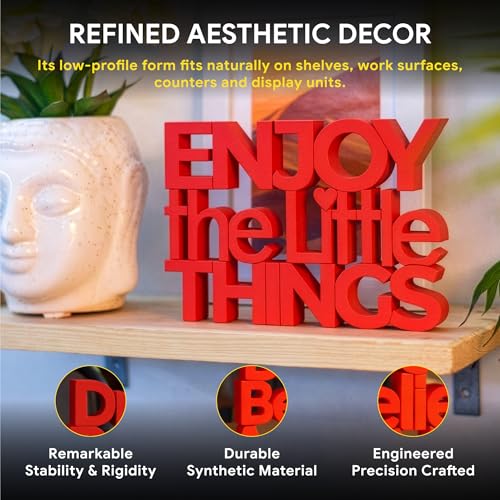 Image of Mad Masters Enjoy The Little Things Spiritual Desk Decor - Aesthetic Table, Shelf & Wall Showpiece for Home Office, Business. Vastu Friendly Gifting, Crimson Red (20.3 x 14.5 x 2.5 cm)