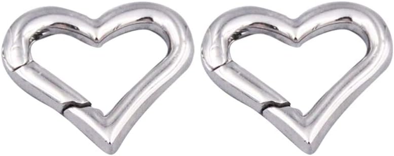 Stainless Steel Spring Buckle Heart Shape Portable Climbing Carabiner Lightweight Multifunctional Outdoor Sports Buckle for Hiking Camping Keychain 0.78X0.66In
