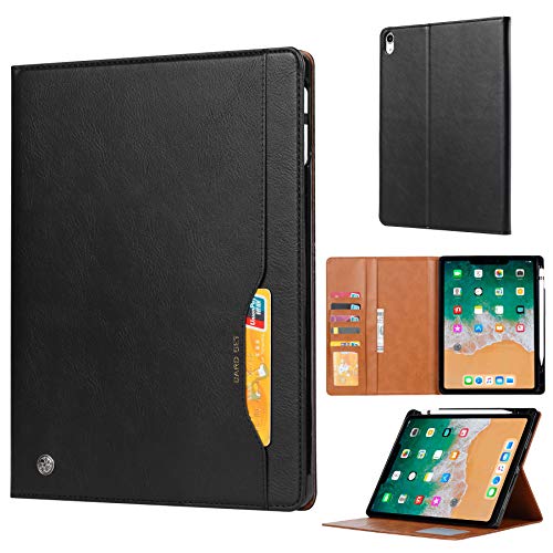 Case for iPad Mini 7 (A17 Pro)，Genuine Leather iPad Mini 7th/6th Generation (2024/2021) Cover with Stand Function,Pencil Connectivity and Wake Sleep Function Black