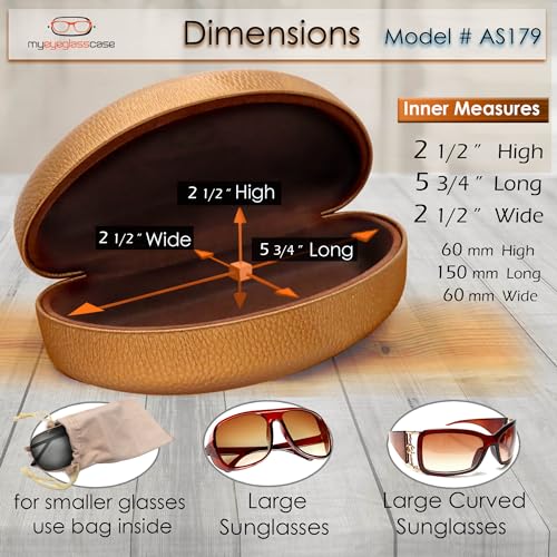 Image of MyEyeglassCase Large Hard Sunglasses Case | fits Large curved Sunglasses, with microfiber bag and cleaning cloth