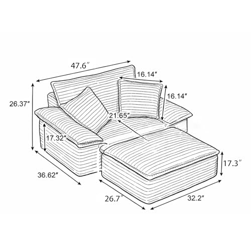 Sillón Plegable Tela Corduroy Beige miniatura 2