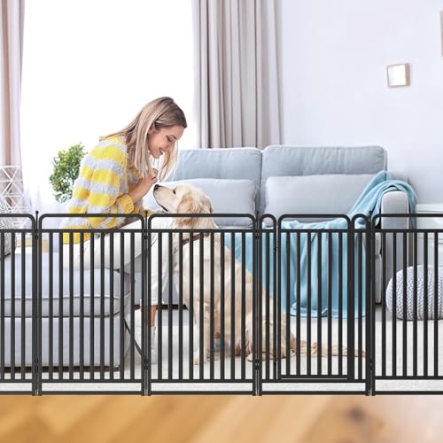 Image of New Thickened Version Dog Playpen, 40 Inch Dog Fences for The Yard, Portable Outdoor Dog Playpen for Large /Medium /Small Dogs, Foldable Metal Dog playpen, with Doors (40 Panels, 40 Inch)