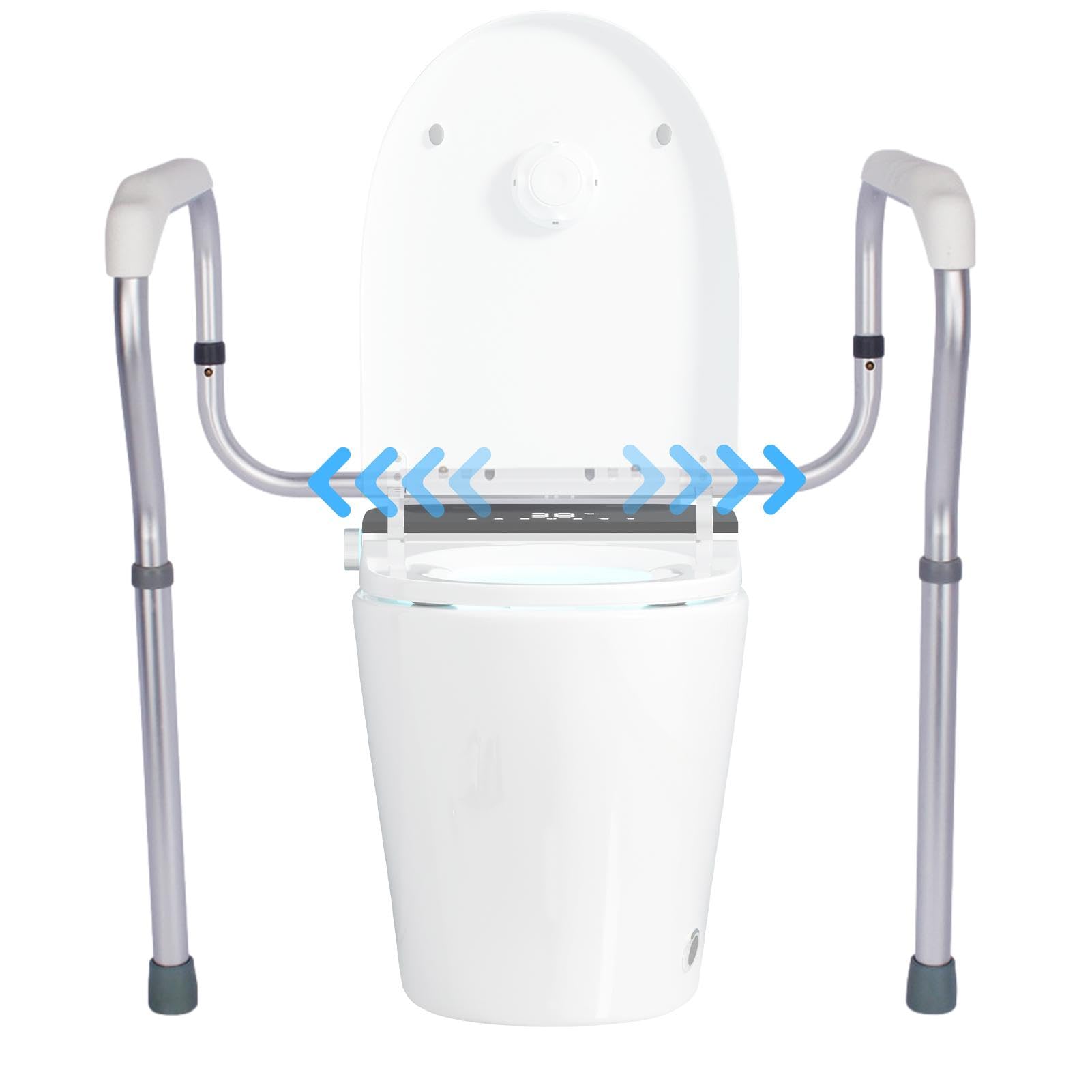 Elderly Adults Toilet Rails - Secure Bathroom Safety Rails, Adjustable Support Frame | Seniors Sturdy Toilet Handrails Easy Installation, Non Slip Design Ideal For Elderly Disabled Surgerys Assistance
