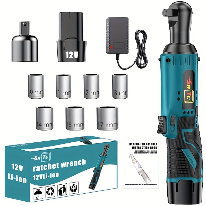 Wireless electric ratchet wrench set, brushless electric ratchet wrench, suitable for home and car repairs, a holiday gift for men, optional. (Battery 1+multiple accessories)
