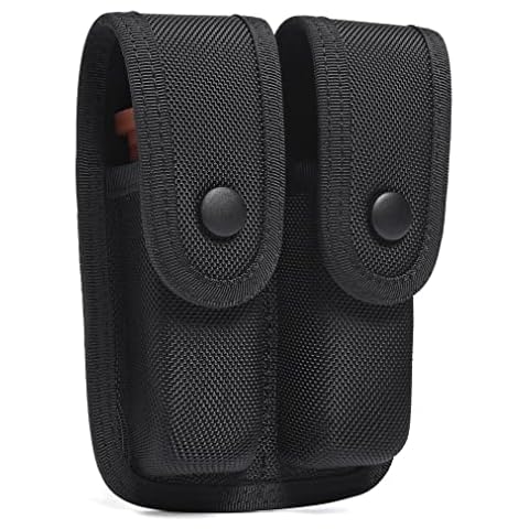 TACNEX Double Magazine Pouch for Duty Belt Pistol Mag MOLLE Holster Nylon Mag Holder Handgun OWB Mag Carrier compatible w/ .380, 9mm & 40 Cal Police Law Enforcement Security Web Gear Accessories Cover