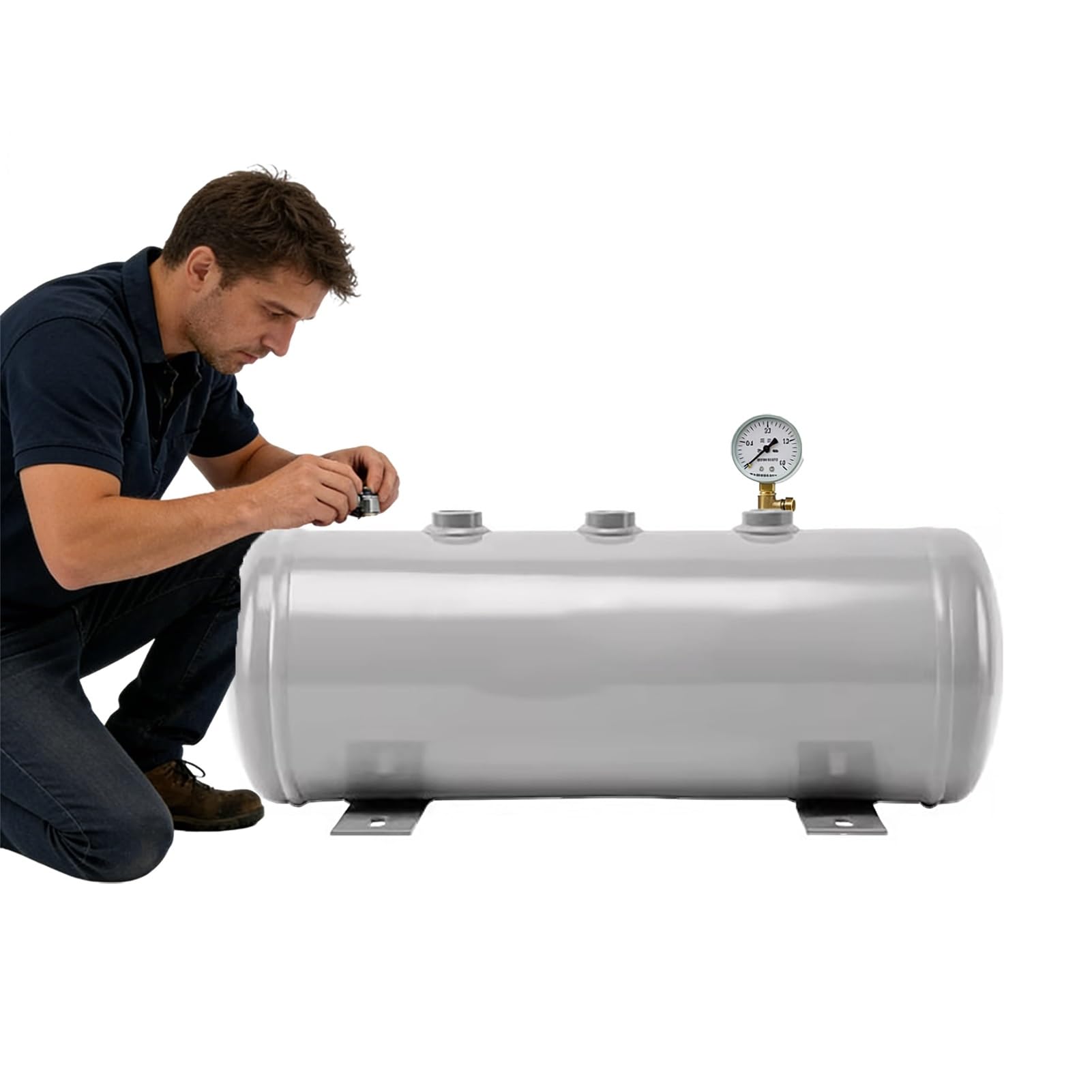 Depósito de Aire Tanque para Compresor de Aire Portátil con Válvula de Drenaje, Pequeños Tanques de Aire de Acero Al Carbono para Neumáticos de Camiones y Automóviles(8L/2.1Gal)