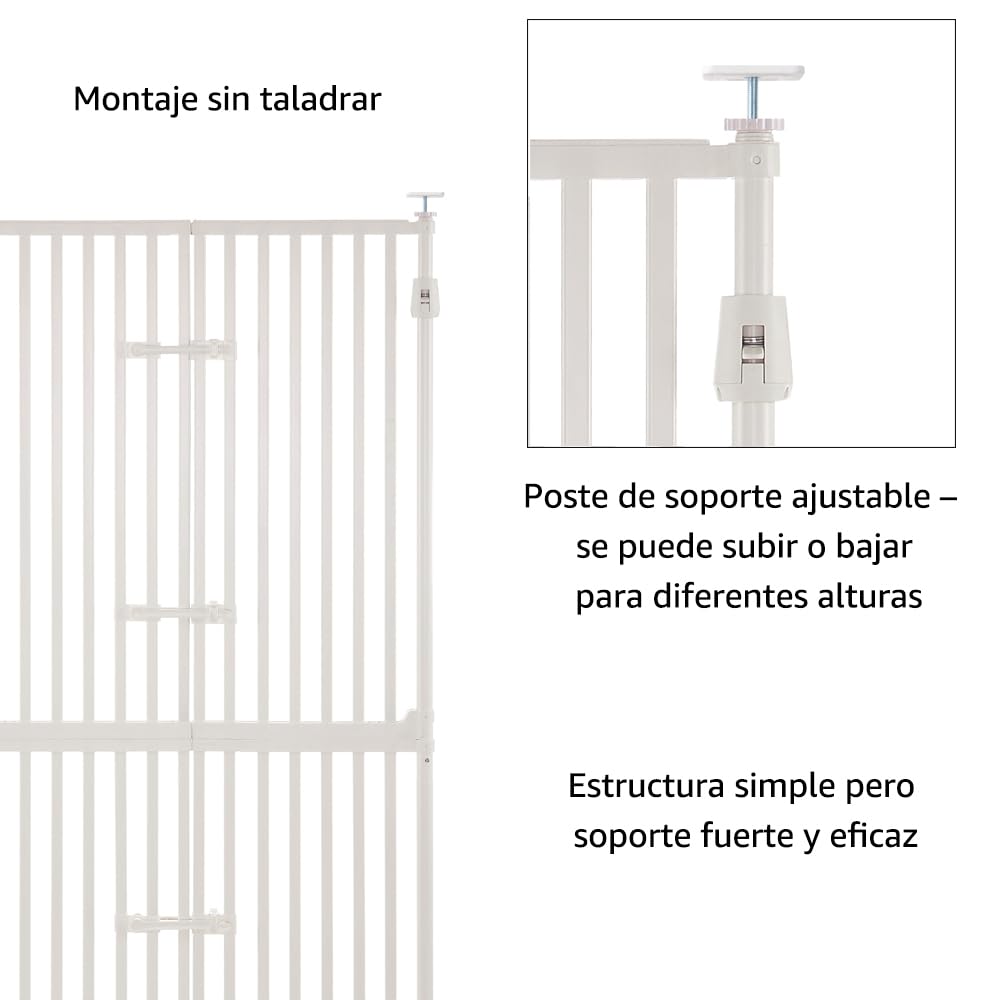 unipaws Puerta para gatos extra alta de 74 pulgadas con cerraduras, espaciado estrecho de barras, montaje a presión de 1,83 a 2,44 metros, puerta para mascotas ajustable, puerta para gatos de interior