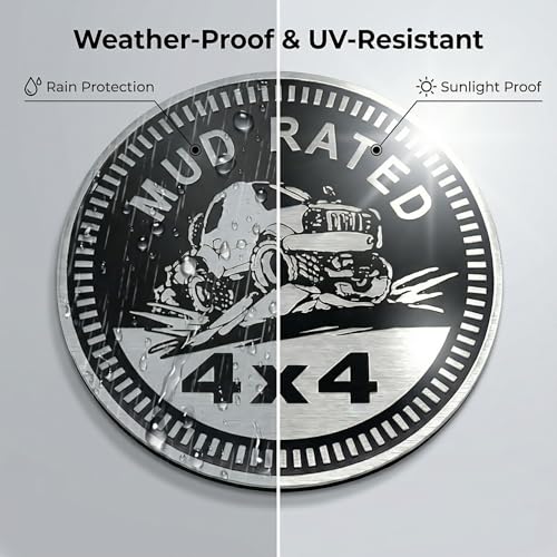 Image of 2 pcs Car Emblem 4 x 4 Metal Automotive Badge 3D Metal Car Badges Emblems Round Emblem Decals Car Badge Decals Stickers Compatible with Vehicles Trucks SUV RV Decorations (MUD Rated)