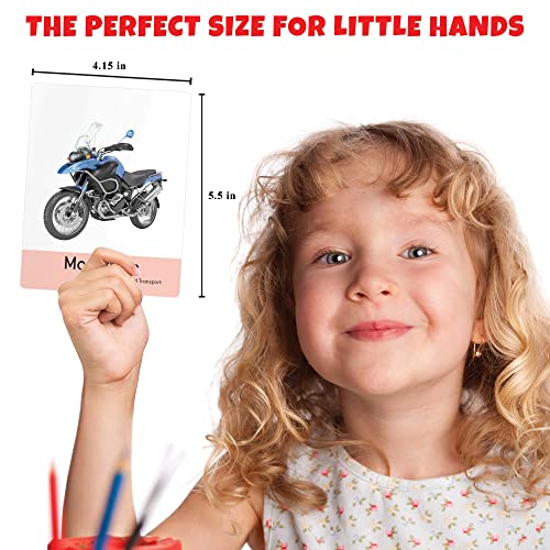Image of Big Flash Cards for Kids: Transport | 32 Double-sided Picture Cards, Durable & Water Resistant | Early Learning & Development Toy for Preschooler & Toddlers 2-6 Years | Can Be Wiped Clean