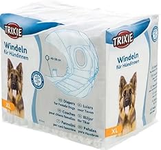 TRIXIE Windeln für Hündinnen - Größe XL - Taillenumfang: 40 - 58 cm - ideal für Inkontinenz, Läufigkeit und nach Operationen - Gummizug an Bund und Beinausschnitten - Rutenöffnung - 12 Stück - 23636