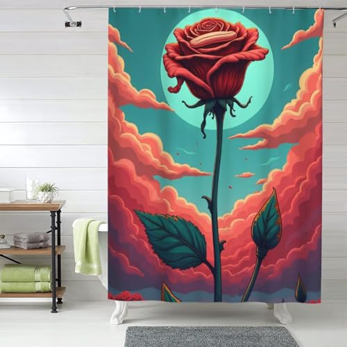 Rideau de douche lavable en machine tissu résistant imprimé rose 875 - 2