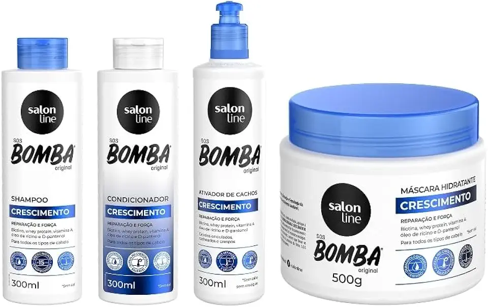 Kit Crescimento SOS Bomba Original 300ml com Ativador de Cachos Salon Line