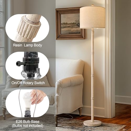 Image of BOBOMOMO Retro Farmhouse Floor Lamp Rotary Switch, 62 inch Resin Vintage Floor Lamp, Rustic Tall Floor Lamps for Living Room, Corner, Bedroom, Office(Without Bulb)