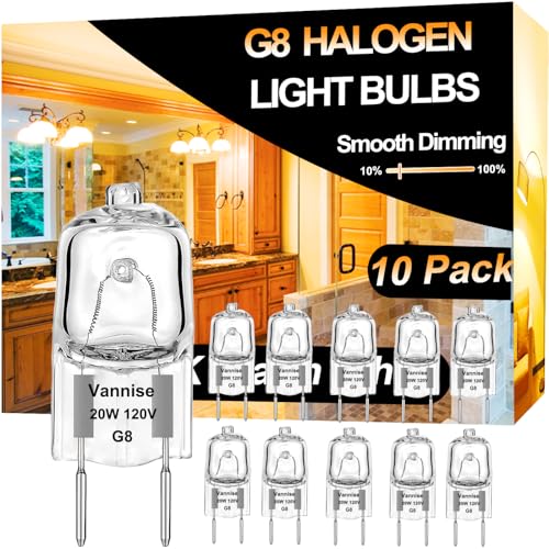 Vannise G8 Halogen Bulb 20W 120V 2800K for Under Cabinet Puck Light