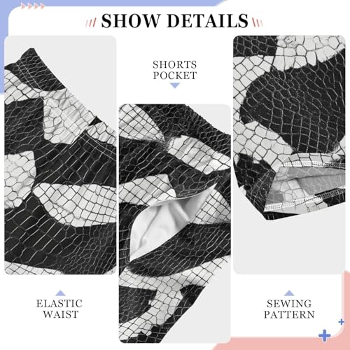 Boys' Pants Black White Snakeskin Long Bottoms Jogger Pants Elastic Waist Trousers with Pockets S-XL4