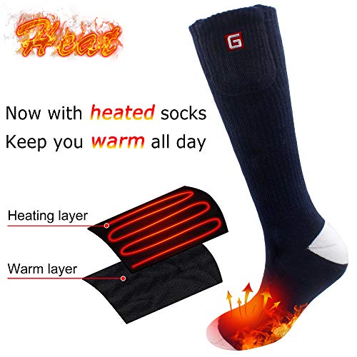 Men Women Rechargeable Electric Heated Socks Battery Heat Thermal Sox,Sports Outdoor Winter Novelty Warm Heating Sock,Climbing Hiking Skiing Foot Boot Heater Warmer(Black/Grey/Navy,L) (Navy, M)