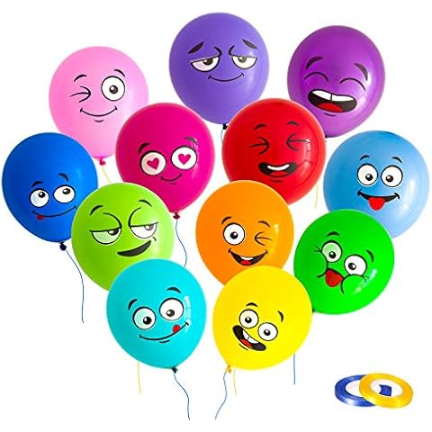Whaline 48Pcs Smiley Face Latex Balloons Cover