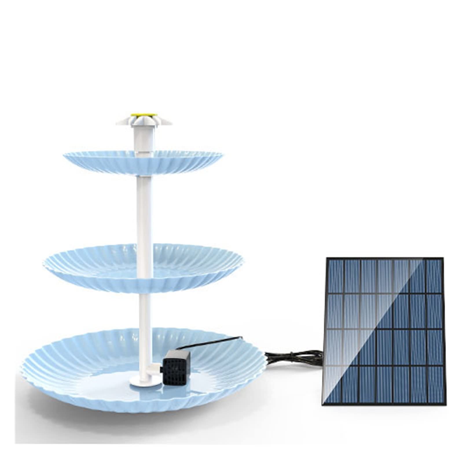 3 Tiered Bird Bath with 2.5W Solar Pump, DIY Fountain Detachable and Suitable for, Garden Decoration Efficient Use Of Energy(Sky Blue)