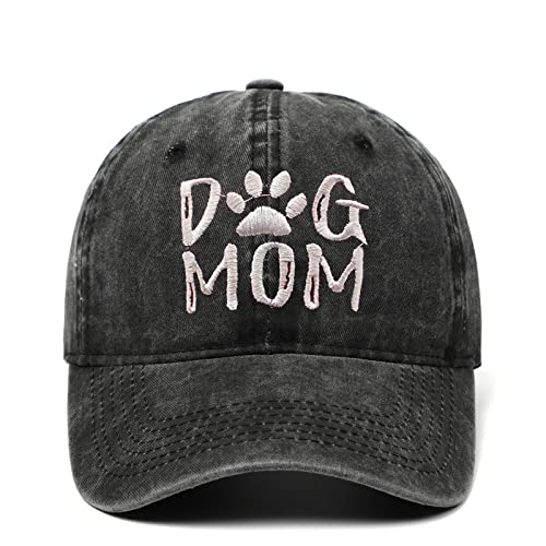 BABAHU Bestickte Baseballkappe für Damen Motiv: Hund Mama Papa verstellbar Denim-Baseballkappe (DE/NL/SE/PL Alphanumerisch Einheitsgröße B01-Mama-schwarz)