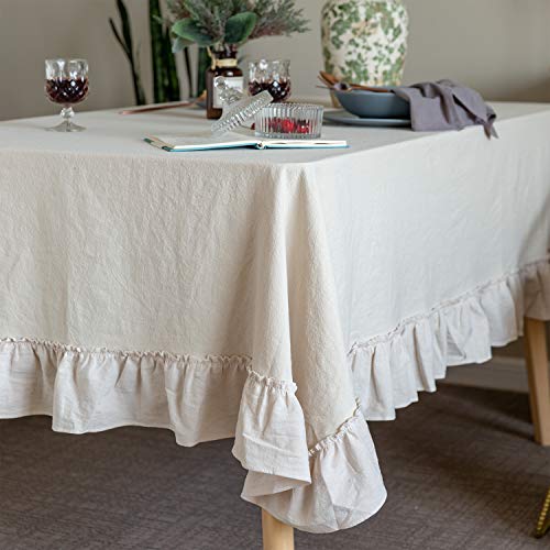 Glory Season 953 G Retro Farmhouse Ruffle Tablecloth Cotton Flounces Trim Washable Table Cover Tablecloths thumb #2
