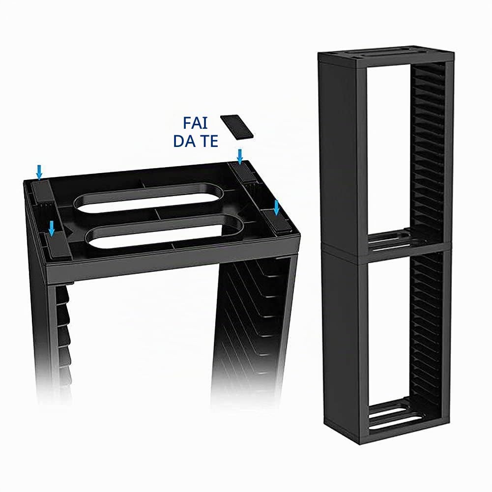 Torre di Stoccaggio per Dischi di Gioco, 19221 Scaffale per CD Scaffale per CD Scaffale a Doppio Strato Organizzatore di Supporto Supporto per Disco di Gioco Universale