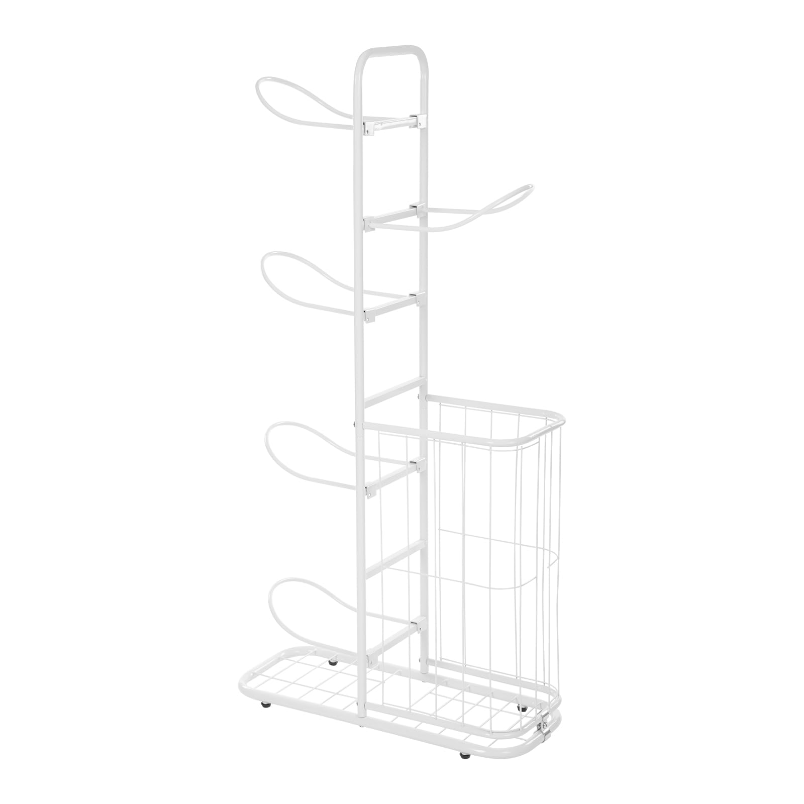 Treeisland Estantería de almacenamiento para pelotas de baloncesto, con 5 soportes de bolas y cestas, para fútbol, baloncesto, voleibol, color blanco