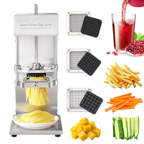 XEEAOFE Máquina de Preparación de Alimentos Eléctrica para Cortar Tiras y Extraer Jugo, Diseño Comercial Maneja Papas, Zanahorias, Naranjas y Limones