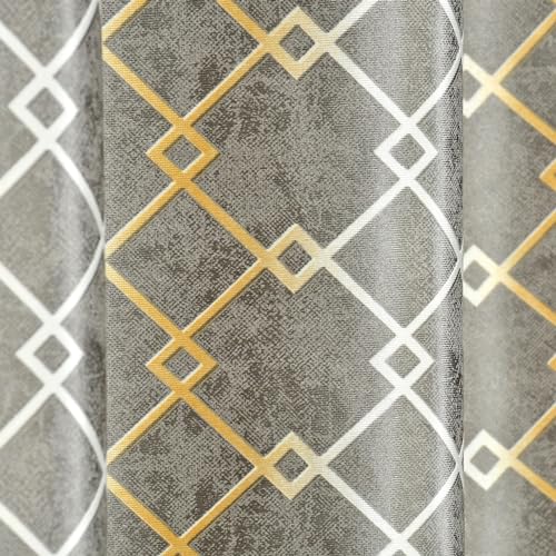 Image of Check Pattern Window Curtains for Living Room | Drawing Room Parde | Curtain Panel for Door, Grey Color 5 Feet 3 Pcs Set Curtains