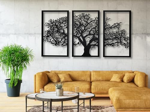 VAILLA Tree of Life Wall Art Decor Set of 3 Wall Hanging Sculpture Mod...