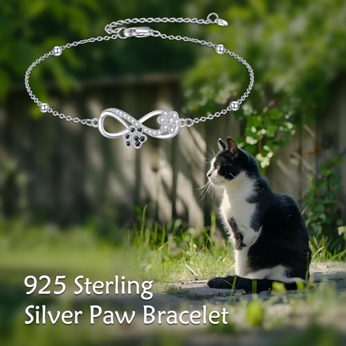 Image of POPLYKE Ladybug /Dragonfly /Bee /Paw Bracelet for Women Sterling SIlver Bracelet /Anklet Jewelry Gift for Women