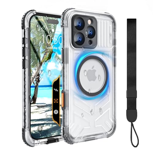 Evcing for iPhone 16 Pro Waterproof Case Compatible with MagSafe IP68 Underwater Case Built-in Screen Protector Slim Translucent 360 Full Body Protection 12FT Military Grade 6.3 Inch Black