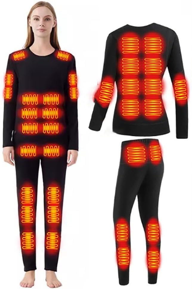 Women's Thermal Underwear Set USB-Heated Thermal Underwear Set with 28 Heating Zones (Power Supply Not Included)