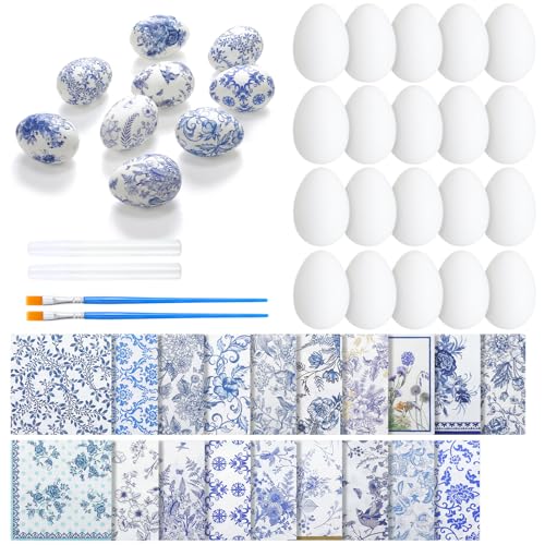 Teyva Daily 20 Sets Easter Egg Craft Decoupage Kit White