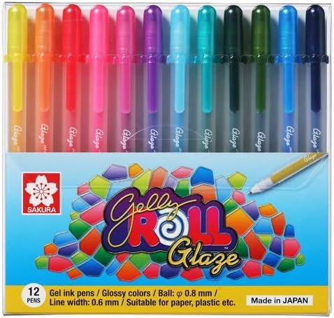 SAKURA Gelly Roll Glaze Pack of 12 colored Pens